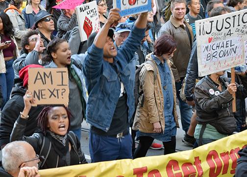 Marching in San Francisco after the police murders of Philando Castile and Alton Stirling