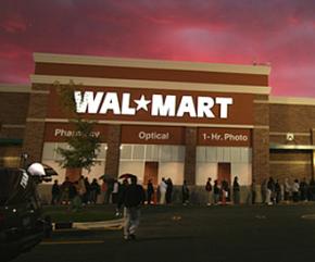 Wal-Mart store at sunset