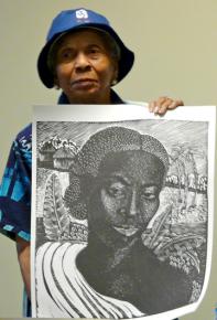 Margaret Burroughs at a conference on creating community spaces